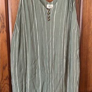 Original Sage Green Striped Men's Shirt with Button Placket